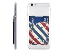 Raunew Phone Wallet Stick On, Vintage Usa Star Stripe | Cell Phone Card Holder Pocket for Back Adhesive Credit Card Holder Non-Slip Of Phone Case for All Smartphones, Fit 4 Cards