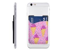 Raunew Phone Wallet Stick On, Waffle Pink Ice Cream Sprinkles | Cell Phone Card Holder Pocket for Back Adhesive Credit Card Holder Non-Slip Of Phone Case for All Smartphones, Fit 4 Cards