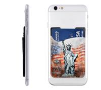 Raunew Phone Wallet Stick On, Watercolor Liberty Statue | Cell Phone Card Holder Pocket for Back Adhesive Credit Card Holder Non-Slip of Phone Case for All Smartphones, Fit 4 Cards