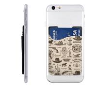Raunew Phone Wallet Stick On, Wild West Icons And Cowboy Vintage | Cell Phone Card Holder Pocket for Back Adhesive Credit Card Holder Non-Slip of Phone Case for All Smartphones, Fit 4 Cards