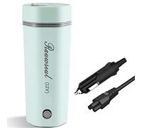 Rauwseul Portable Car Electric Kettle 350ml, 12V 80W Small Water Boiler | Travel Heating Tea Coffee Cup for Car, 304 Stainless Steel Liner, One Key Opera, Auto-Shut-Off, Dry-Boil Protection