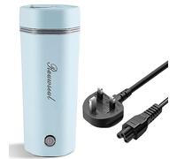 Rauwseul Travel Electric Kettle, 350ml Heating Capacity Portable Cup, 3 in 1 Mini Mug 304 Stainless Steel Inner Liner, 220V 300W Fast Boil Teapot Heating Mug, Automatic Shut-Off & Start, Blue