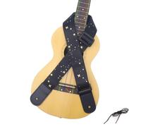 RAUYIVANY Ukulele strap, polyester fiber star pattern Hawaiian Colored Woven Ukulele Shoulder Strap adjustable length 28-50 in for ukulele and small guitar, Black, Large