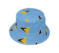 Rav 'N' Lav Womens Reversible Summer Travel Printed Bucket Hats Cotton Double Side Sun Hat for Ladies Hunting Camping Outdoor Hiking Fisherman Headwear (UK, Alpha, One Size, St Lucia Flag)