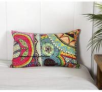 Ravaiyaa - Attitude is everything Floral Printed Cotton Pillow Case Bed Kantha Quilted Cushion Cover Throw Home Decor 20"x12" (Multi Color)