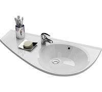 RAVAK Corner Washbasin 85 x 45 cm Wall Mounted Left - Sink for Guest Bathroom & Small Bathrooms - Space-Saving, Ceramic Wash Basin with Shelf, Tap Hole & Overflow - White