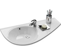 RAVAK Corner Washbasin 85 x 45 cm Wall Mounted Right - Sink for Guest Bathrooms & Small Bathrooms - Space-Saving, Ceramic Wash Basin with Shelf, Tap Hole & Overflow - White