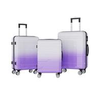 Ravas Suitcase Set 3-Piece Hard Case, Suitcase & Trolley Set with Suitcase Scale, Travel Suitcase with Wheels Set, Hard Case with Lock, Trolley Made of ABS with Telescopic Handle, Purple Colour
