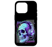 Rave DJ Skull Glitch Synthwave EDM House Techno Music Case for iPhone 16 Pro