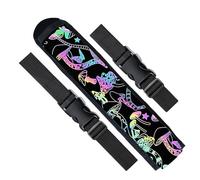Rave Fan Holster,Large Rave Reflective Fan Hand Fan with Holster,Rave Festival Accessories,Hand Fan Holder&Thigh Holster for Rave Essentials Shroom for EDM Dance Music Circuit Parties (Black Print)