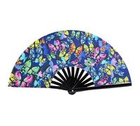 Rave Hand Fan Glow-in-The-Dark Butterfly Pattern Rave Fans for Men Women Bamboo Folding Hand Fan for EDM, Music Festival, Club, Party Hand Fan Rave
