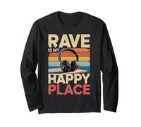 Rave Music My Happy Place Musician Lovers DJ Headphone Long Sleeve T-Shirt