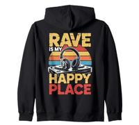 Rave Music My Happy Place Musician Lovers DJ Headphone Zip Hoodie
