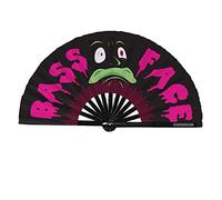 Rave Wearhouse Rave Fan - Large Rave Bamboo Folding Clack Hand Fan for Men/Women Fan for EDM, Music Festival,Club,Event,Dance, Bass Face