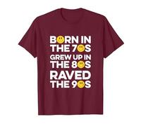Raved in The 90s, Old Skool Raver, Raving, OldSkool Rave T-Shirt, Men, Burgundy, Small