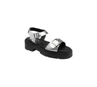 'Aire' Leather Flatform Sandals Ravel Silver 4