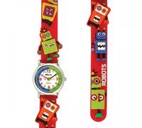 Ravel Cartoon Robots 3D Watch with Timeteacher Dial Children's Quartz Watch with White Dial Analogue Display and Multicolour Plastic Strap R151361