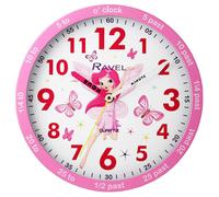 Ravel Childrens 25cm Time Teacher Wall Clock Pink Fairy