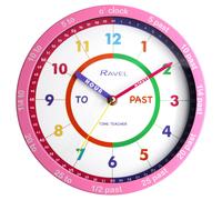 Ravel Children's 25cm Time Teacher Wall Clock - R.KC.08 - Analogue Quartz - Pink