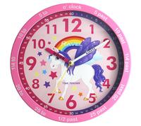 Ravel Children's 25cm Time Teacher Wall Clock - R.KC.10 - Analogue Quartz - Pink Unicorn/Pink Dial