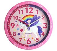 Ravel Children's 25cm Time Teacher Wall Clock - R.KC.10 - Analogue Quartz - Pink Unicorn/Pink Dial