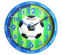Ravel Children's 25cm Time Teacher Wall Clock - R.KC.12 - Analogue Quartz - Blue Football/Green Dial