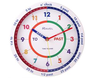 Ravel Children's 25cm Time Teacher Wall Clock - White
