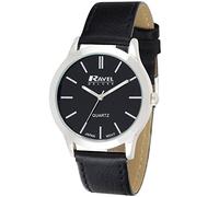 Ravel Deluxe Classic Men's Quartz Watch with Black Dial Analogue Display and Black Leather Strap RD005.1GL