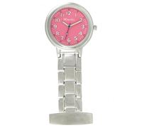 Ravel Easy-Read Nurse Pink Dial Silver Tone Fob Watch - R1101.15