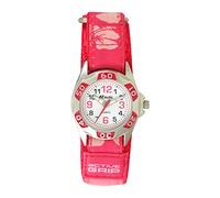 Ravel Girl's Big Hibiscus Flower Patterned Easy Fasten Strap Watch - Pink Flower