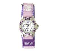 Ravel Girl's Big Hibiscus Flower Patterned Easy Fasten Strap Watch - Purple Flower