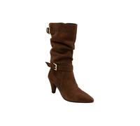 'Guise' Suede Stiletto-Heel Mid-Calf Boots Ravel Brown 7