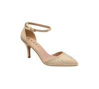 Ravel 'hale' Satin & Diamante Court Shoes In Gold Gold