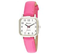 Ravel Ladies Cushion Shaped Brights Leather Strap Watch Bright Pink