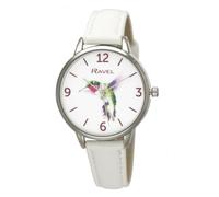 Ravel Ladies Hummingbird Leather Strap Watch - White RF010.4