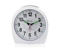 Ravel - Large Art Deco Bedside/Mantel Quartz Alarm Clock with Silent Sweep Second Hand, Snooze and Light - RC035.4 - Gloss White