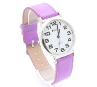 Ravel Large Case Fashion on PU Strap Women's Quartz Watch with White Dial Analogue Display and Purple Plastic Strap R0105.13.7
