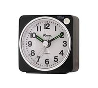 Ravel - Longford Mini Travel Quartz Alarm Clock - Black/White