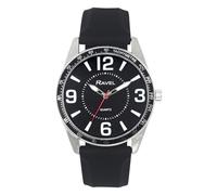 Ravel - Men's Big Digit Silver Tone Watch with Black Top Ring on Silicone Sports Strap - Analogue Quartz - RS001.03 - Black