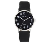 Ravel Mens Classic Big Black Dial Black Leather Strap Watch R0129.23.1