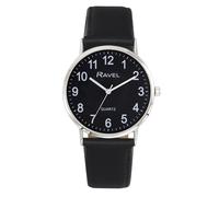 Ravel Mens Classic Big Black Dial Black Leather Strap Watch R0129.23.1