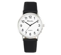 Ravel Mens Classic Big White Dial Black Leather Strap Watch R0129.20.1