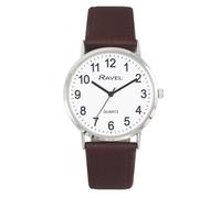 Ravel Mens Classic Big White Dial Brown Leather Strap Watch R0129.21.1