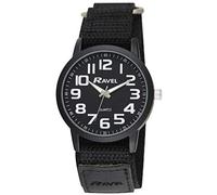 Ravel - Men's Modern Workwear Watch with Easy-Fasten Strap - Black/Black Dial/Black Strap