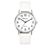 Ravel Mens Ladies Classic Big White Dial White Leather Strap Watch R0129.24.1