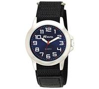 Ravel Watch Men's Modern Workwear - Easy-Fasten Strap - Silver Tone/Blue Dial/Black Strap