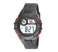 Ravel - Mens Round 3ATM Digital Quartz Watch with Light - RDG.14.2 - Black/Red