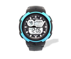 Ravel - Mens Round 3ATM Digital Quartz Watch with Light - RDG.14.39 - Black/Blue
