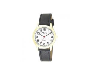 Ravel Men's Round White Dial Black Pu Strap Watch R0132.12.1