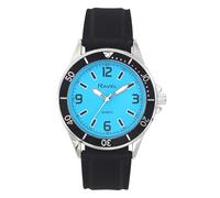 Ravel - Men's Sporty Black Silicon Strap Watch with Top Ring on Silver Tone Case - Analogue Quartz - RS002.06 - Blue Dial